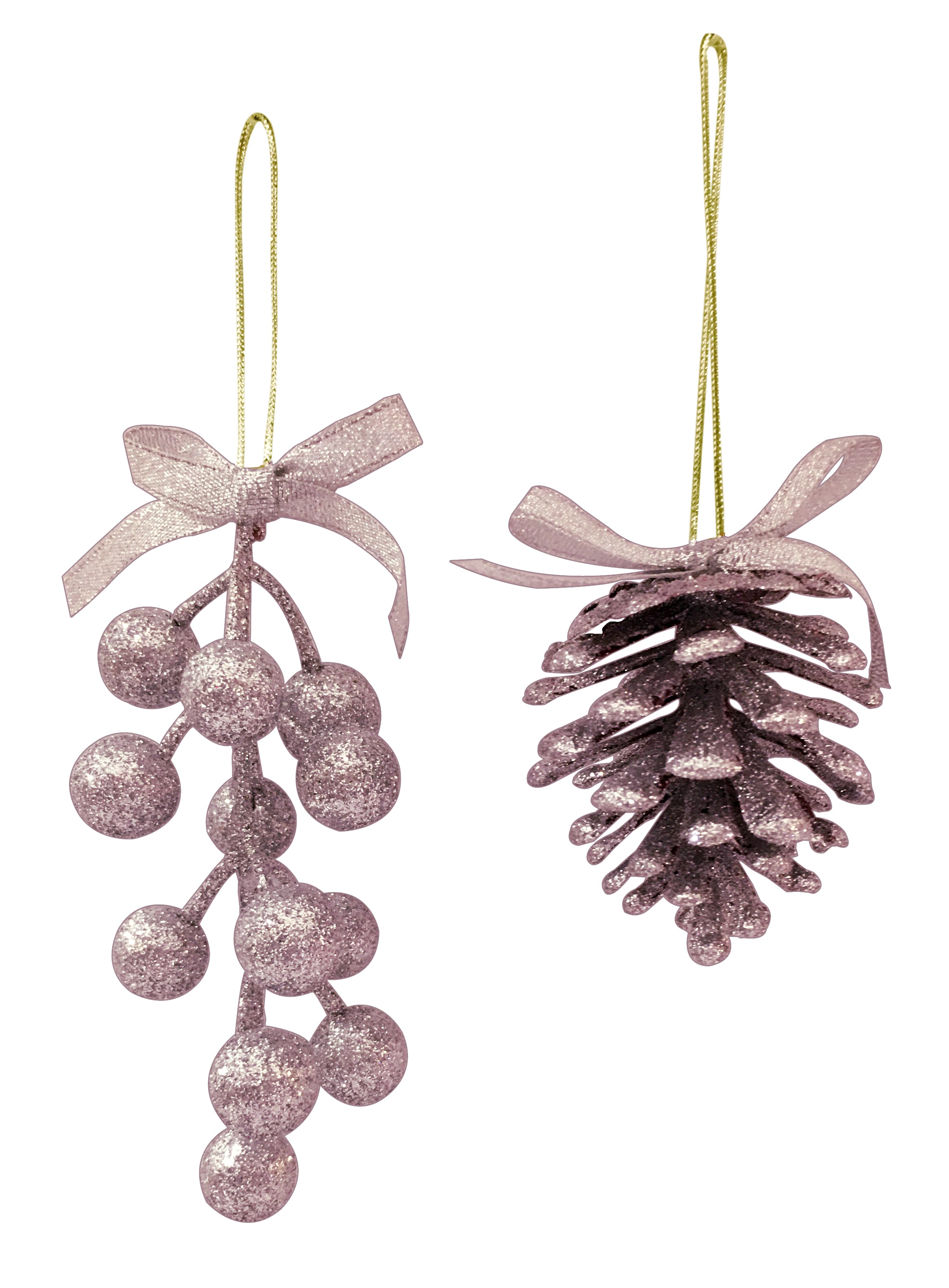 GIOCOPLAST NATALE - PIGNA/BACCHE GLITTER ROSA 6/13 CM