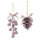 GIOCOPLAST NATALE - PIGNA/BACCHE GLITTER ROSA 6/13 CM