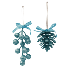 GIOCOPLAST NATALE - PIGNA/BACCHE GLITTER ICE BLUE 6/13 CM