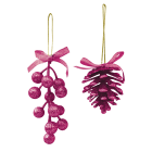 GIOCOPLAST NATALE - PIGNA/BACCHE GLITTER MAGENTA 6/13 CM
