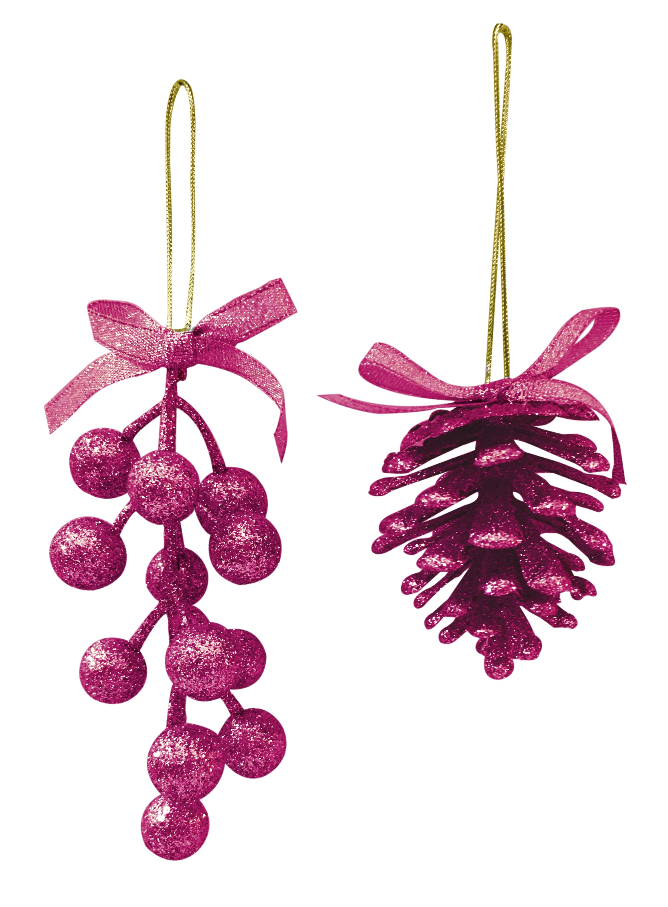 GIOCOPLAST NATALE - PIGNA/BACCHE GLITTER MAGENTA 6/13 CM