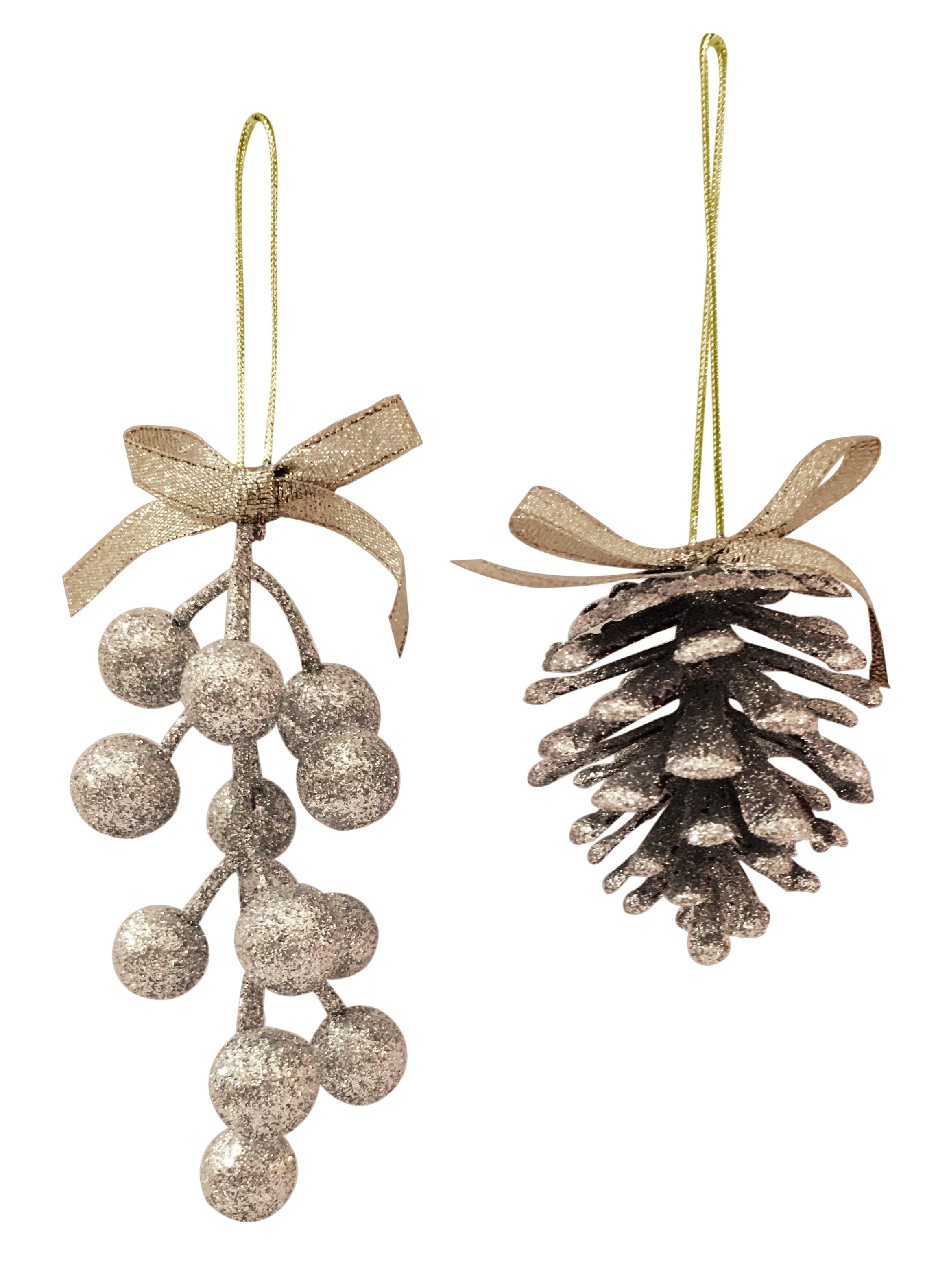 GIOCOPLAST NATALE - PIGNA/BACCHE GLITTER CHAMPAGNE 6/13 CM