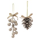 GIOCOPLAST NATALE - PIGNA/BACCHE GLITTER CHAMPAGNE 6/13 CM