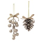 GIOCOPLAST NATALE - PIGNA/BACCHE GLITTER CHAMPAGNE 6/13 CM