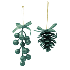 GIOCOPLAST NATALE - PIGNA/BACCHE GLITTER SMERALDO 6/13 CM