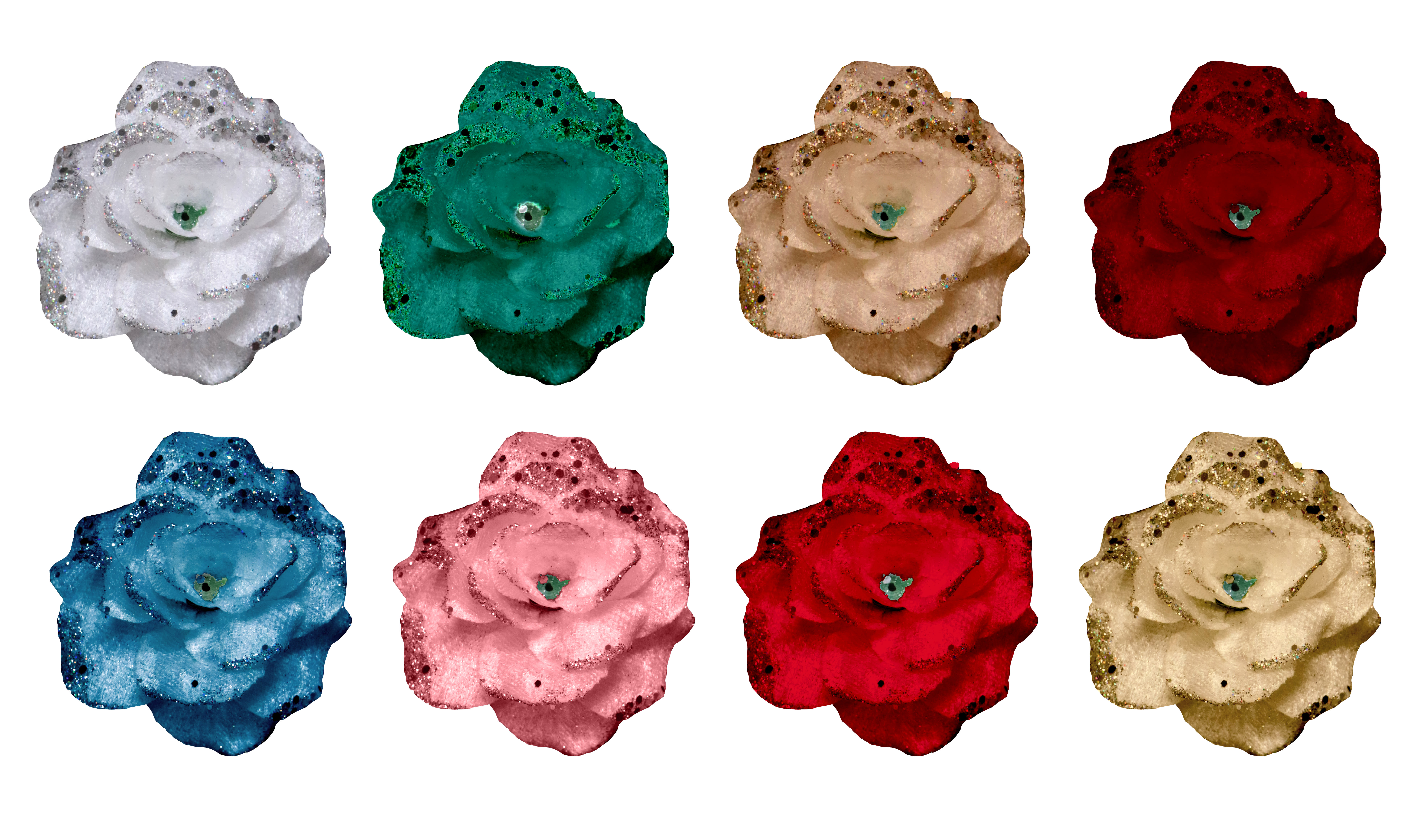 GIOCOPLAST NATALE - PICK ROSELLINA CON GLITTER, 17 CM COL. ASS.