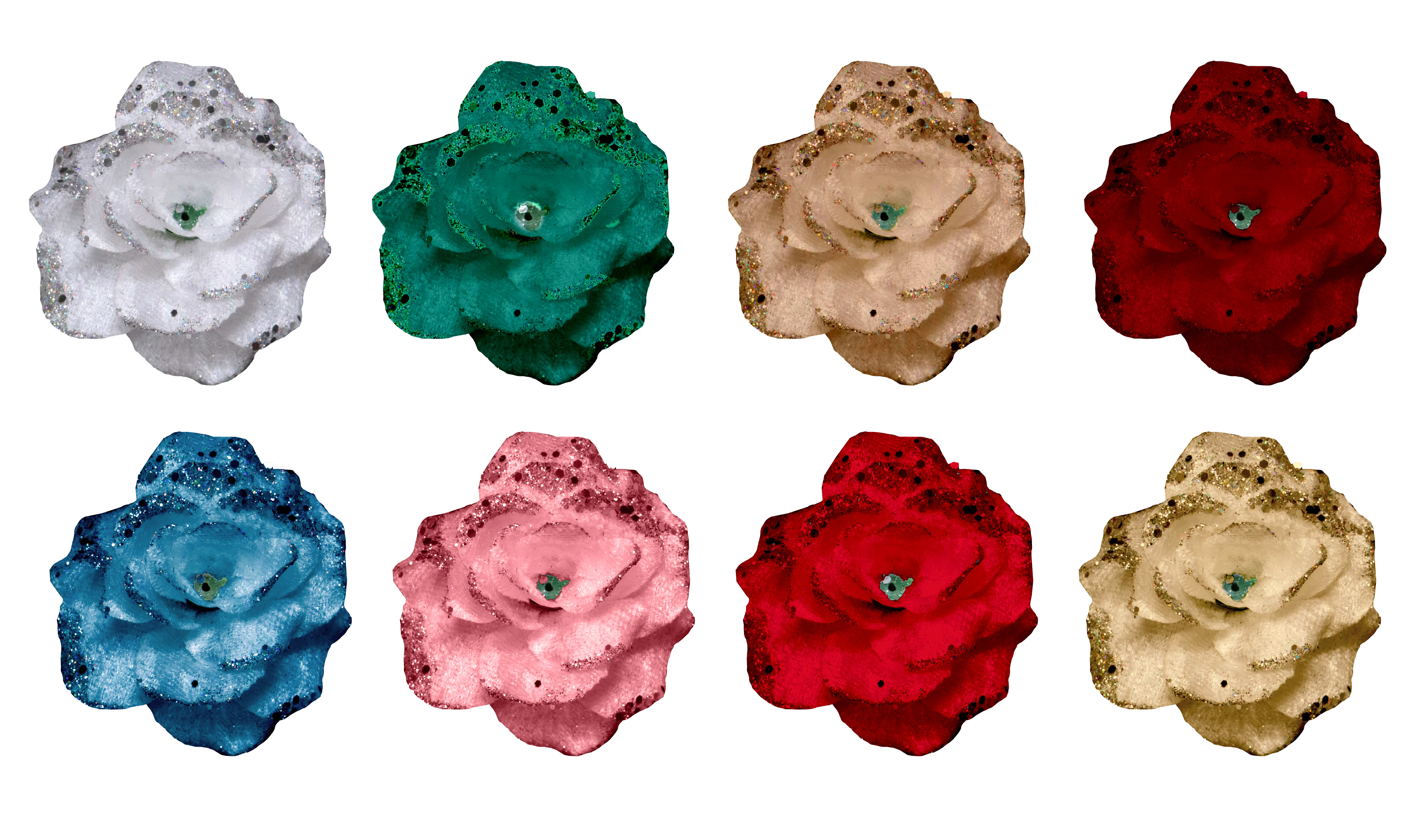 GIOCOPLAST NATALE - PICK ROSELLINA CON GLITTER, 17 CM COL. ASS.