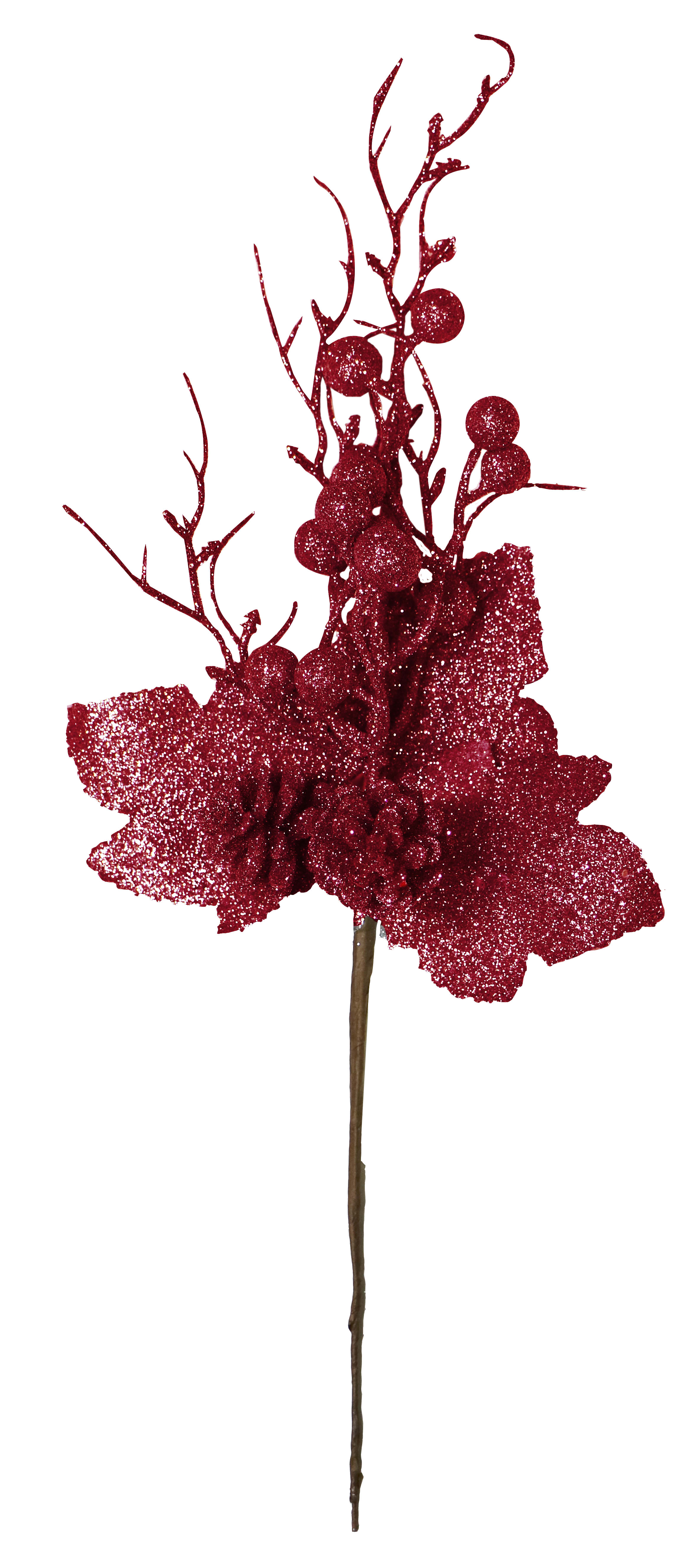 GIOCOPLAST NATALE - PICK GLITTER ROSSO 41 CM CON PIGNE E BACCHE