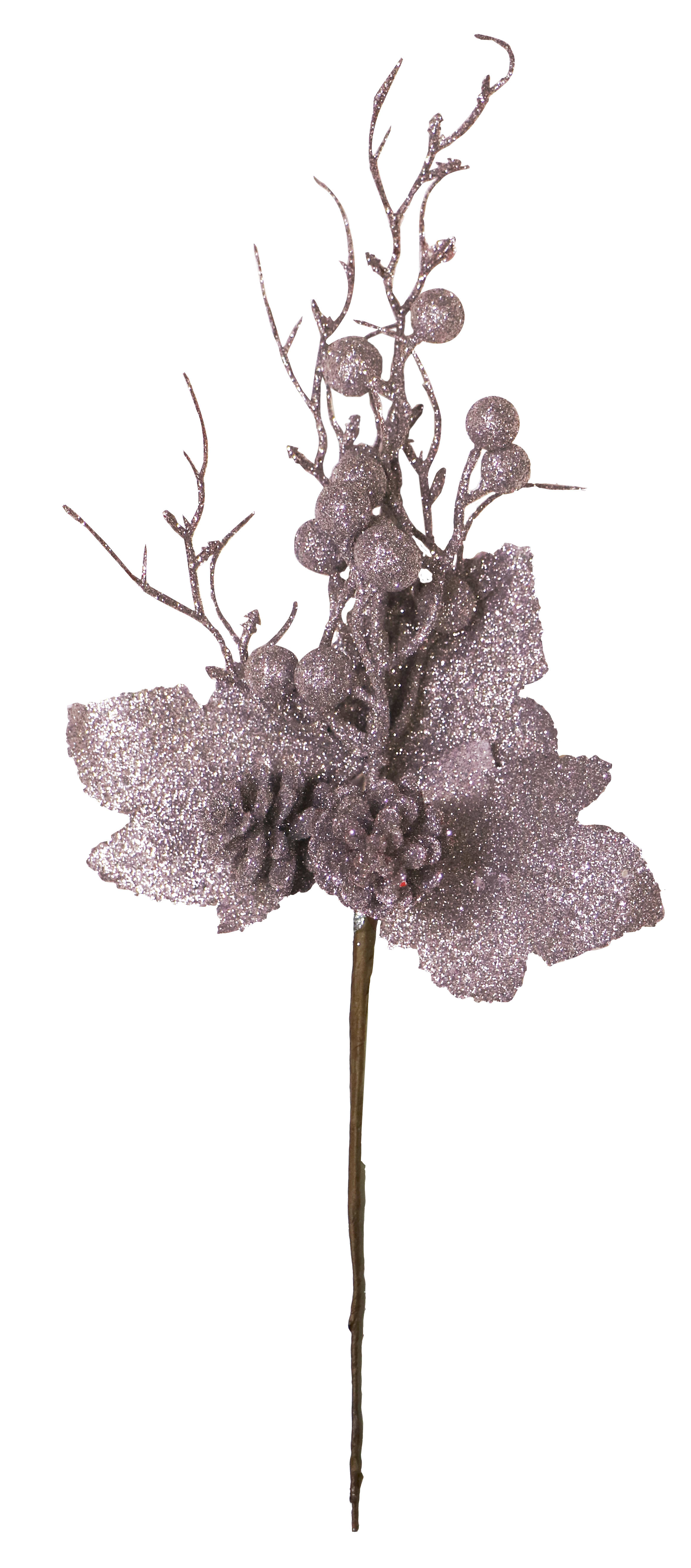 GIOCOPLAST NATALE - PICK GLITTER ROSA 41 CM CON PIGNE E BACCHE