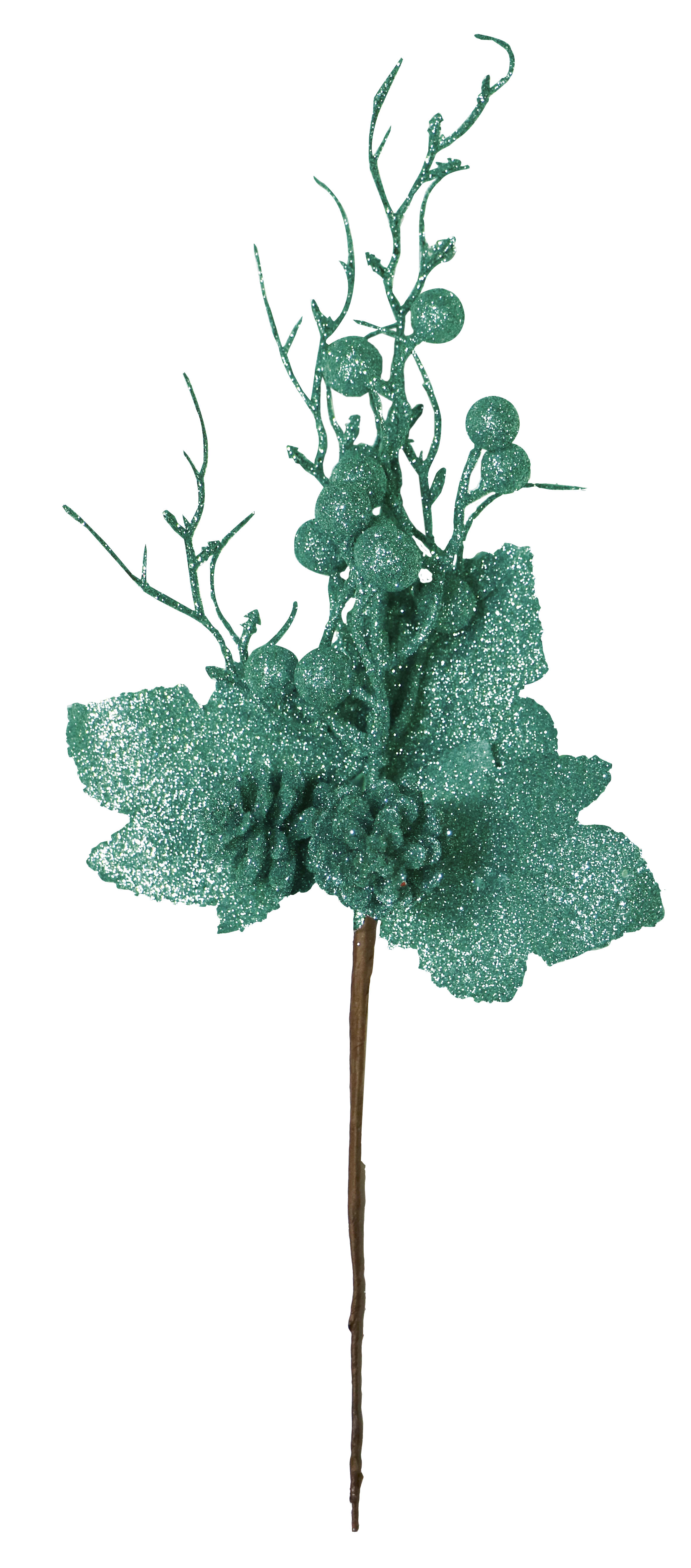 GIOCOPLAST NATALE - PICK GLITTER SMERALDO 41 CM CON PIGNE E BACCHE