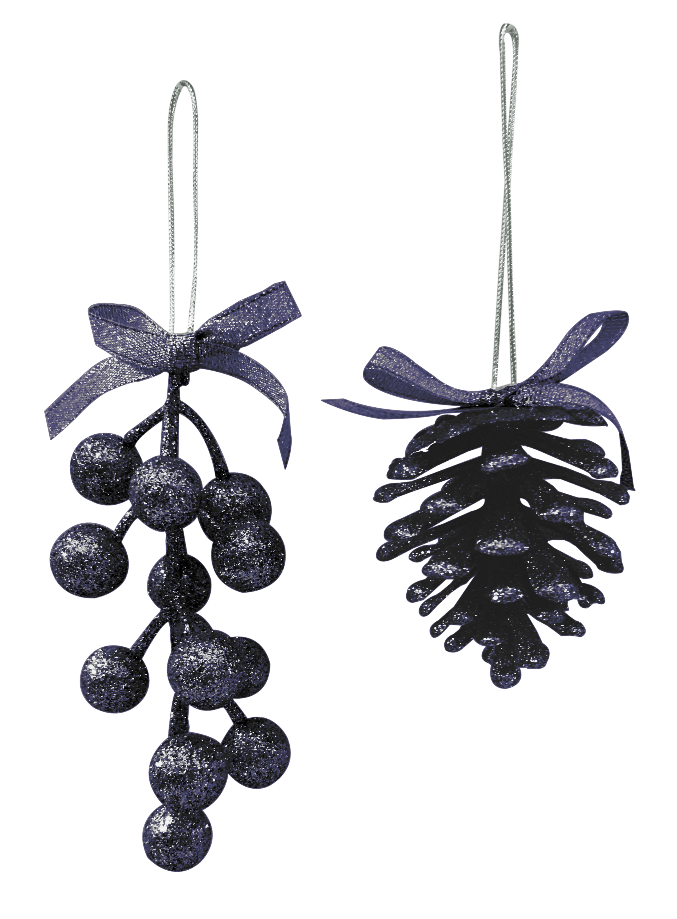 GIOCOPLAST NATALE - PIGNA/BACCHE GLITTER TITANIUM 6/13 CM