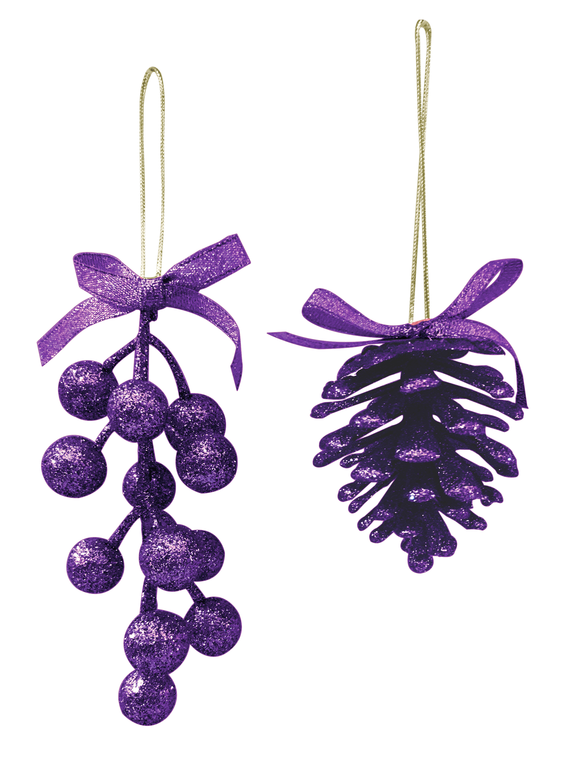 GIOCOPLAST NATALE - PIGNA/BACCHE GLITTER PURPLE 6/13 CM