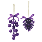 GIOCOPLAST NATALE - PIGNA/BACCHE GLITTER PURPLE 6/13 CM