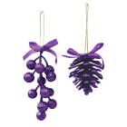 GIOCOPLAST NATALE - PIGNA/BACCHE GLITTER PURPLE 6/13 CM