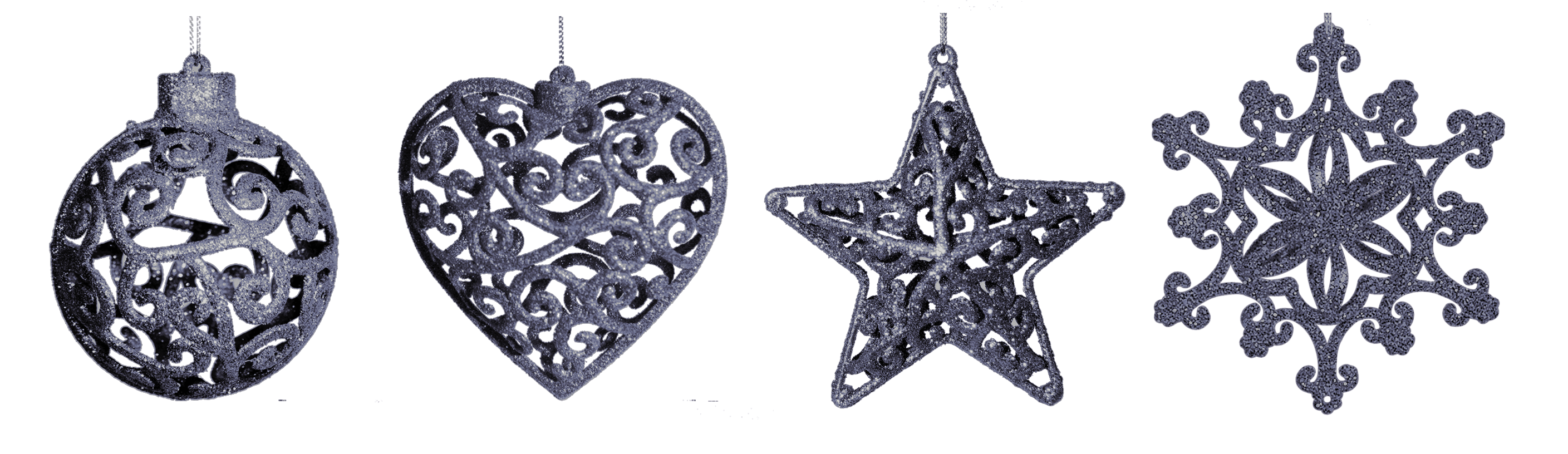 GIOCOPLAST NATALE - ADDOBBO GLITTER TITANIUM 3D CM.10-12, FORME ASS.