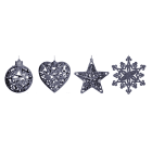 GIOCOPLAST NATALE - ADDOBBO GLITTER TITANIUM 3D CM.10-12, FORME ASS.