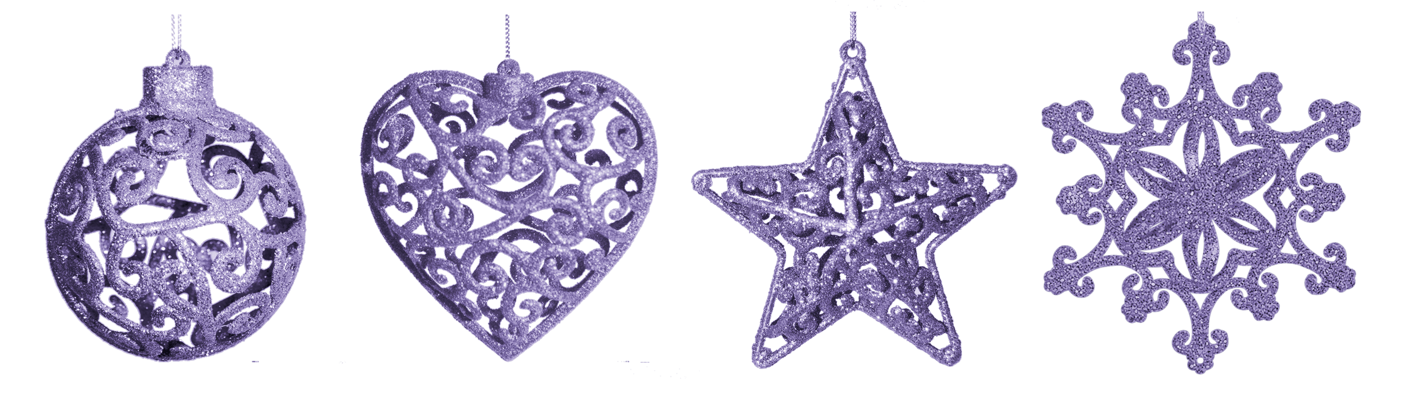 GIOCOPLAST NATALE - ADDOBBO GLITTER PURPLE 3D CM.10-12, FORME ASS.
