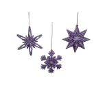 GIOCOPLAST NATALE - ADDOBBO GLITTER PURPLE, 3 ASS 10 CM