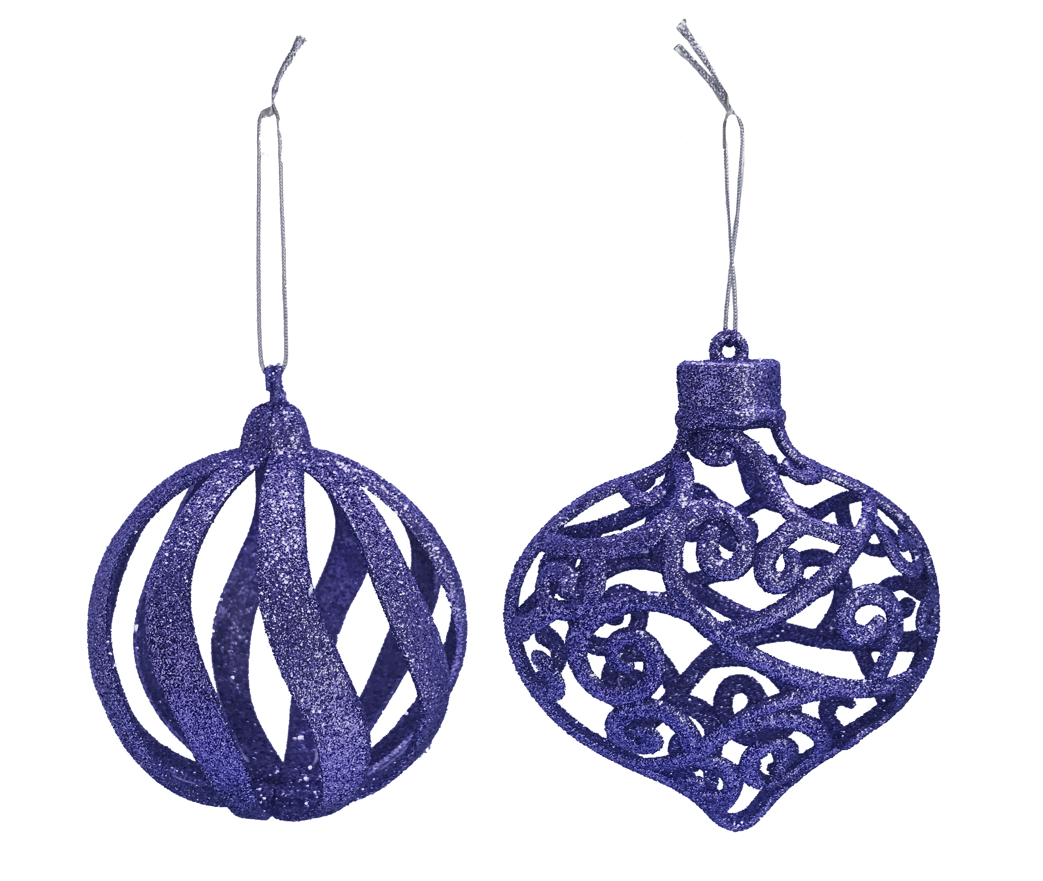 GIOCOPLAST NATALE - ADDOBBO 3D GLITTER PURPLE 8CM, FORME ASS.