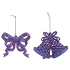 GIOCOPLAST NATALE - ADDOBBO 2D GLITTER PURPLE 8CM, SOGG. ASS.