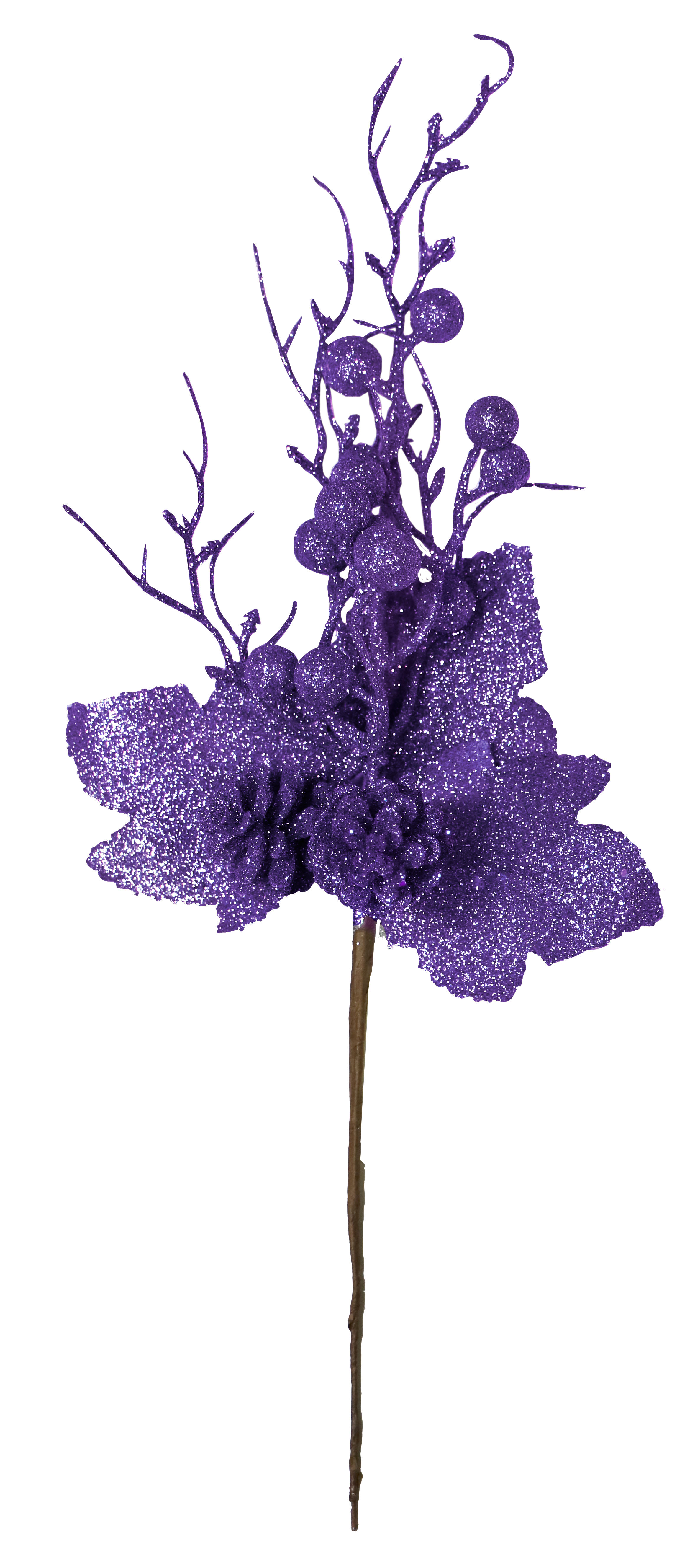 GIOCOPLAST NATALE - PICK GLITTER PURPLE 41 CM CON PIGNE E BACCHE