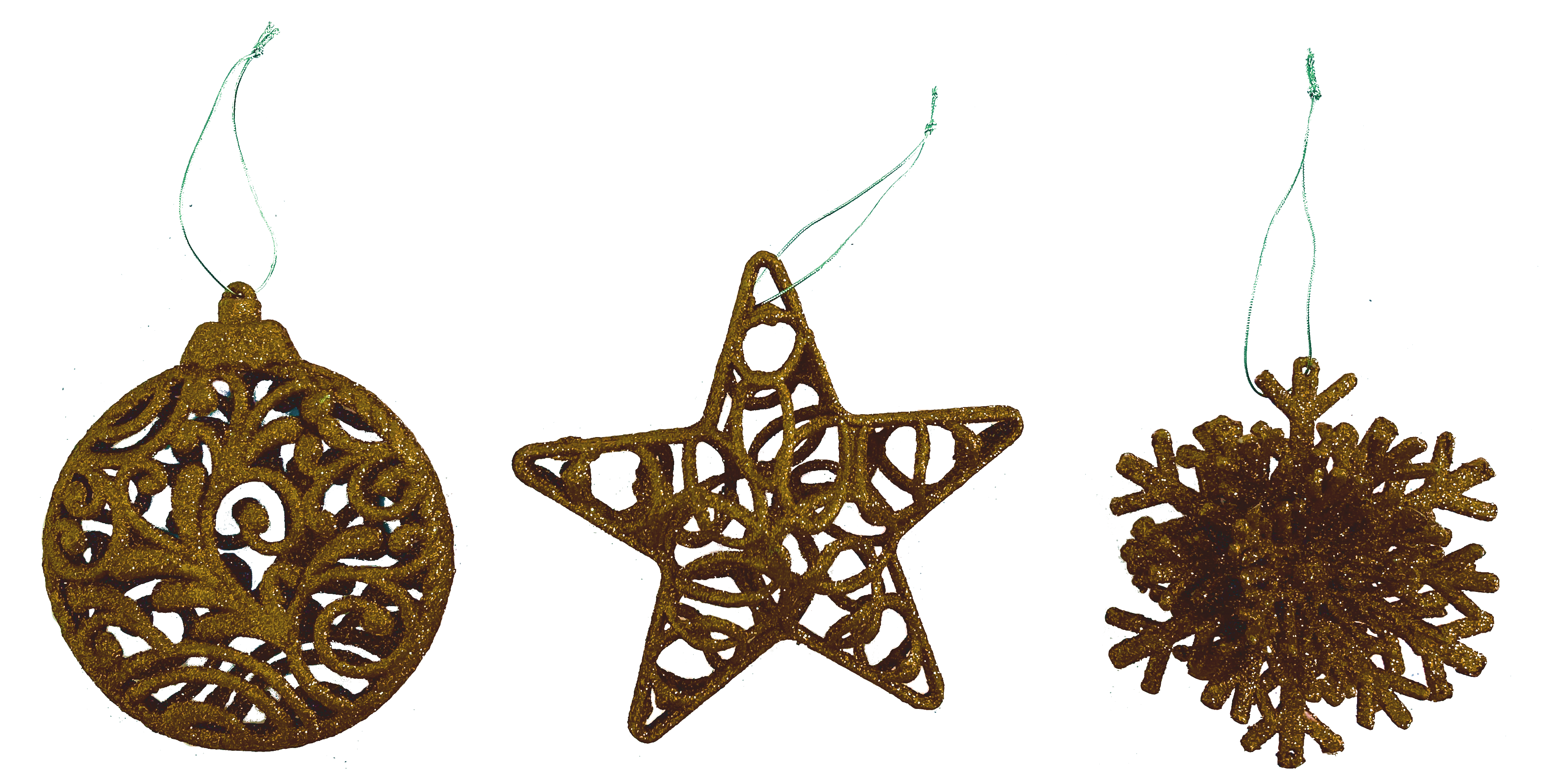 GIOCOPLAST NATALE - ADDOBBO 3D GLITTER ORO 10-12CM, MOD. ASS.