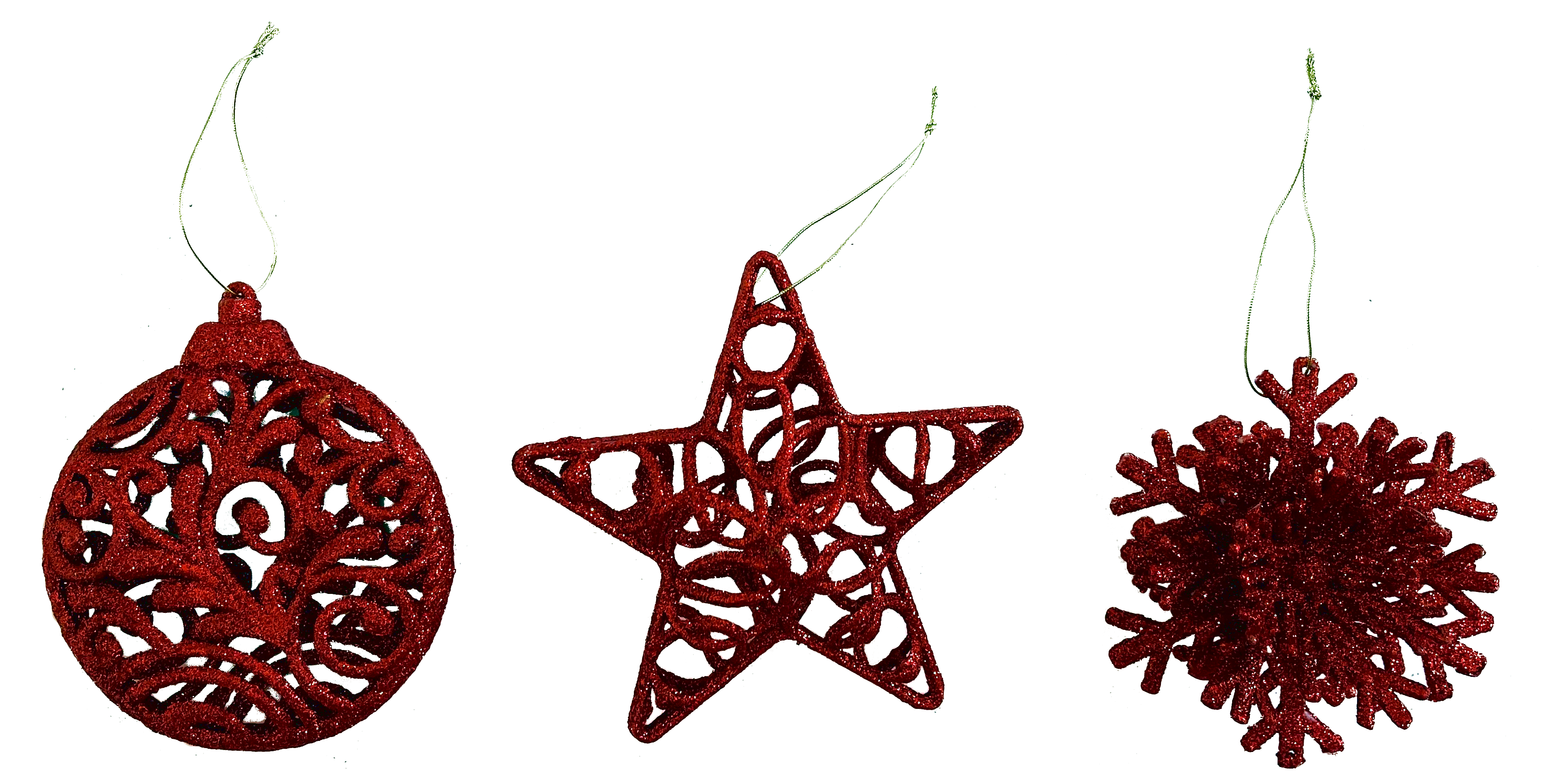 GIOCOPLAST NATALE - ADDOBBO 3D GLITTER ROSSO 10-12CM, MOD. ASS.