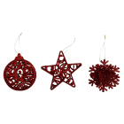 GIOCOPLAST NATALE - ADDOBBO 3D GLITTER ROSSO 10-12CM, MOD. ASS.