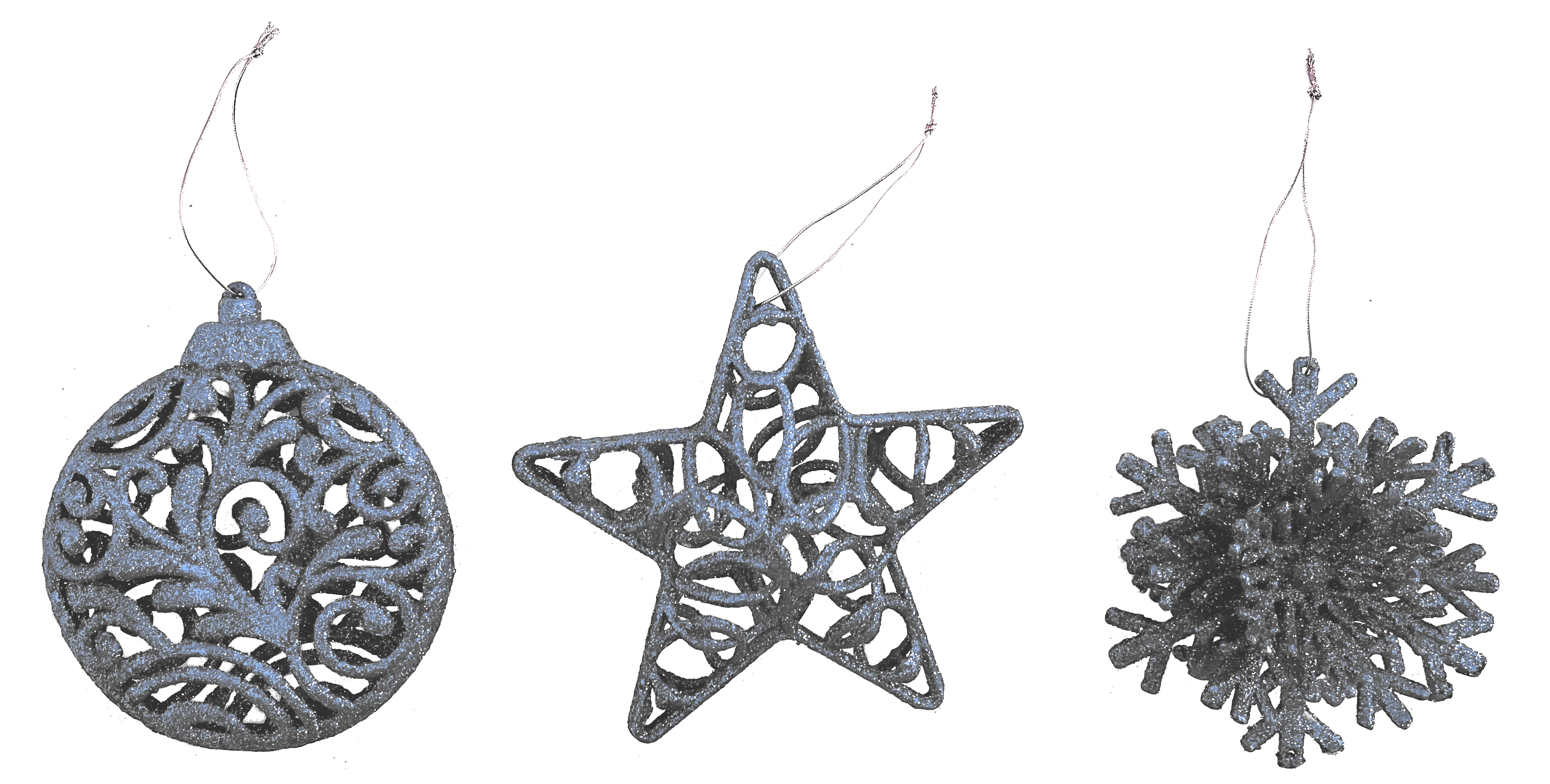 GIOCOPLAST NATALE - ADDOBBO 3D GLITTER ARGENTO 10-12CM, MOD. ASS.