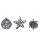 GIOCOPLAST NATALE - ADDOBBO 3D GLITTER ARGENTO 10-12CM, MOD. ASS.