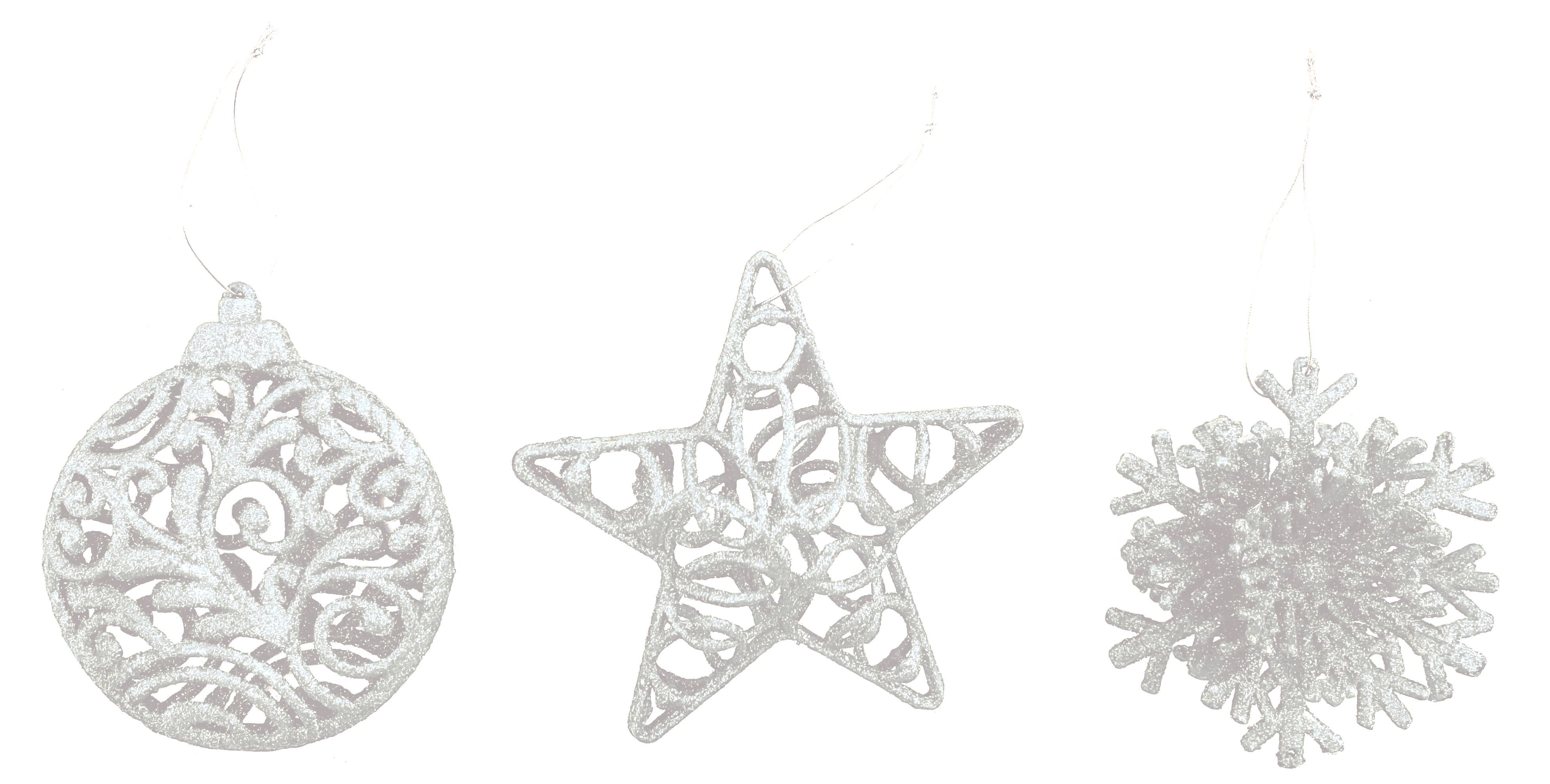 GIOCOPLAST NATALE - ADDOBBO 3D GLITTER BIANCO 10-12CM, MOD. ASS.