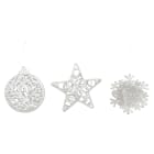 GIOCOPLAST NATALE - ADDOBBO 3D GLITTER BIANCO 10-12CM, MOD. ASS.
