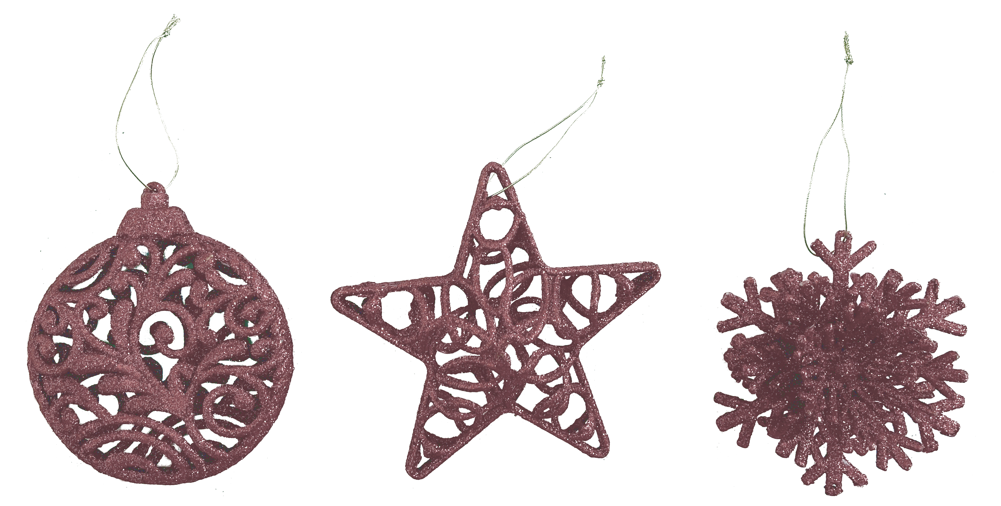 GIOCOPLAST NATALE - ADDOBBO 3D GLITTER ROSA 10-12CM, MOD. ASS.