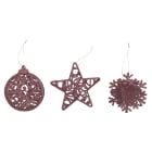 GIOCOPLAST NATALE - ADDOBBO 3D GLITTER ROSA 10-12CM, MOD. ASS.