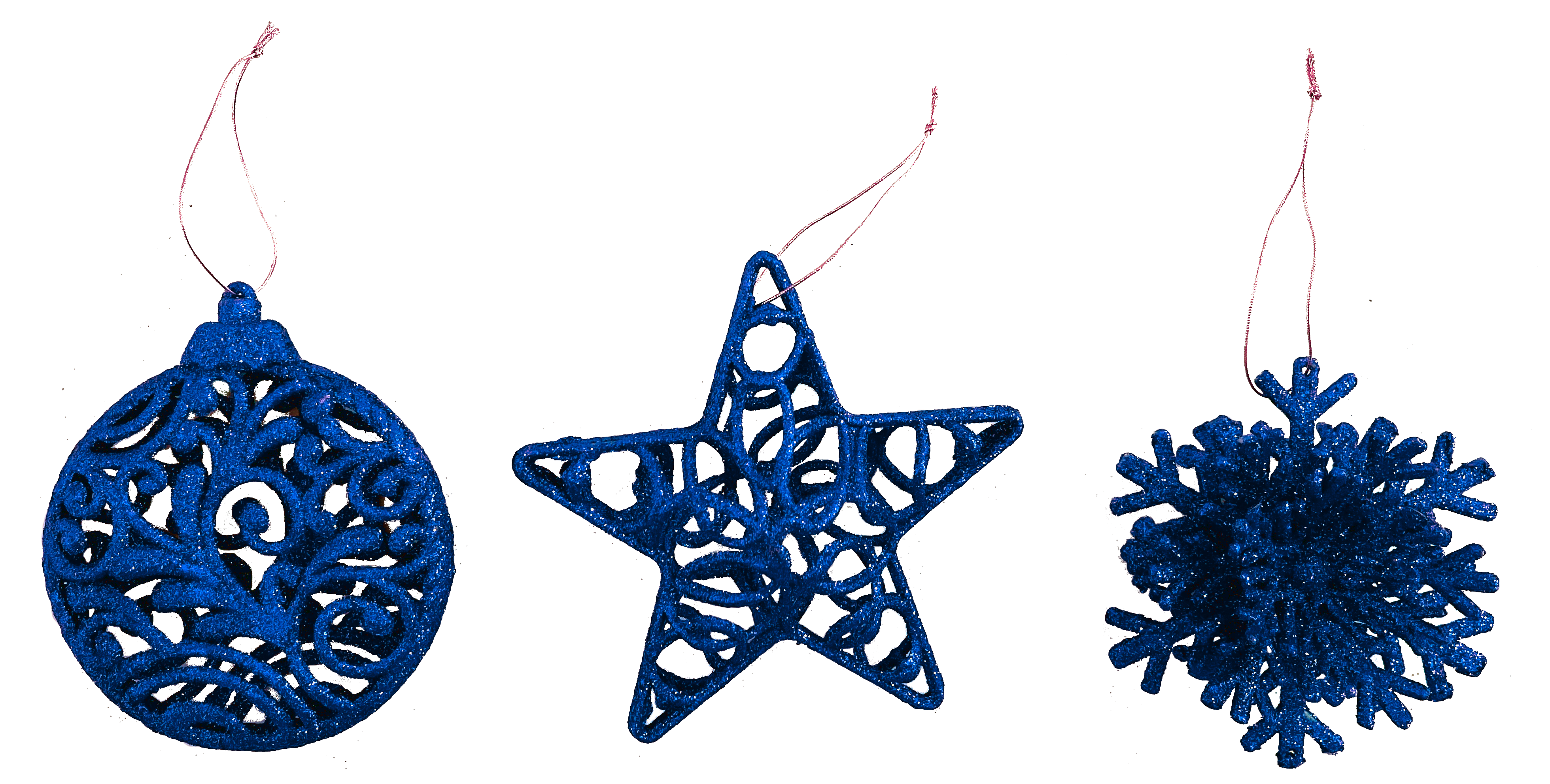 GIOCOPLAST NATALE - ADDOBBO 3D GLITTER BLU 10-12CM, MOD. ASS.