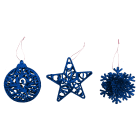 GIOCOPLAST NATALE - ADDOBBO 3D GLITTER BLU 10-12CM, MOD. ASS.