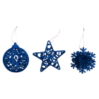 GIOCOPLAST NATALE - ADDOBBO 3D GLITTER BLU 10-12CM, MOD. ASS.