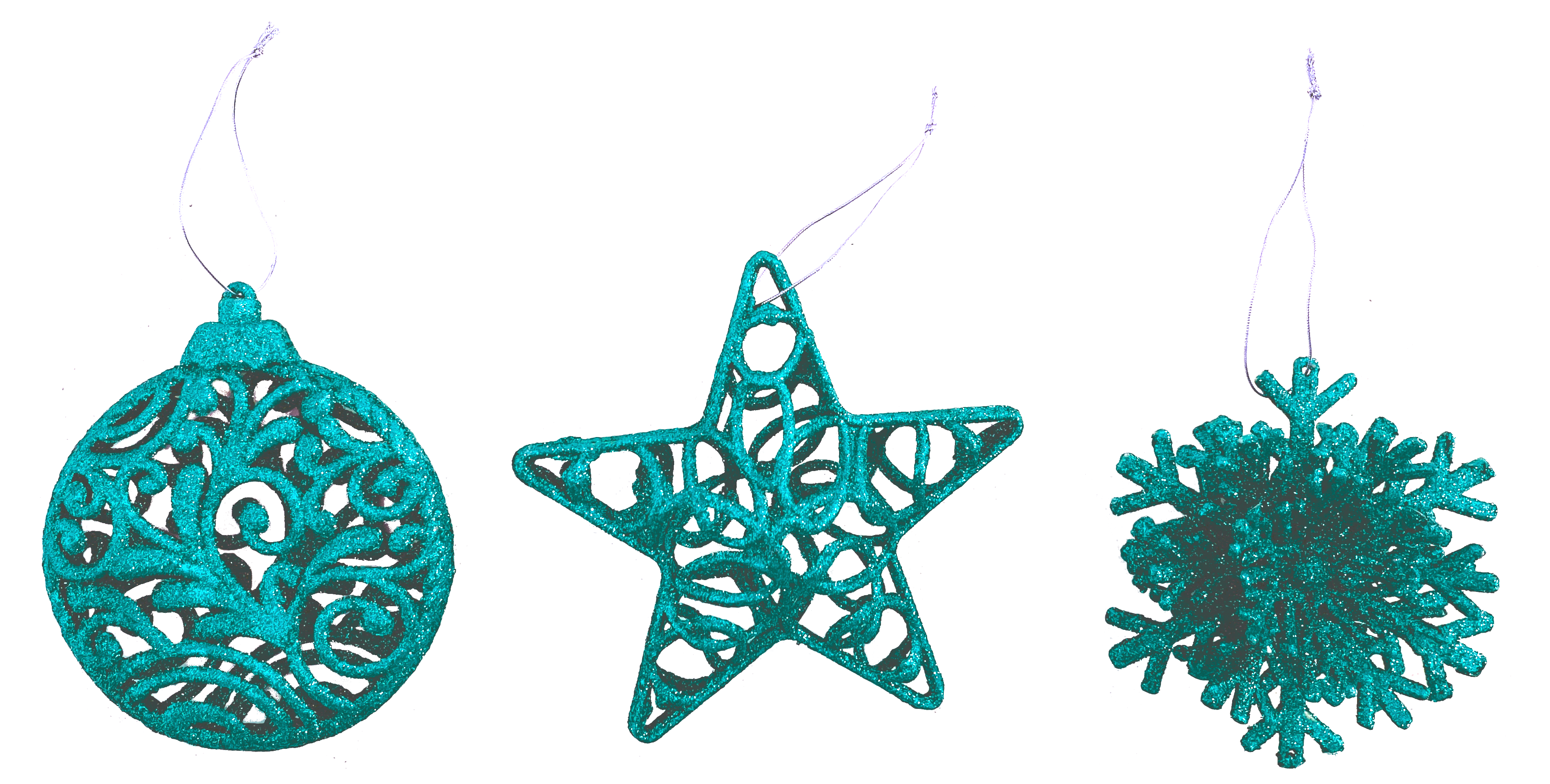 GIOCOPLAST NATALE - ADDOBBO 3D GLITTER ICE BLUE 10-12CM, MOD. ASS.