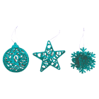 GIOCOPLAST NATALE - ADDOBBO 3D GLITTER ICE BLUE 10-12CM, MOD. ASS.