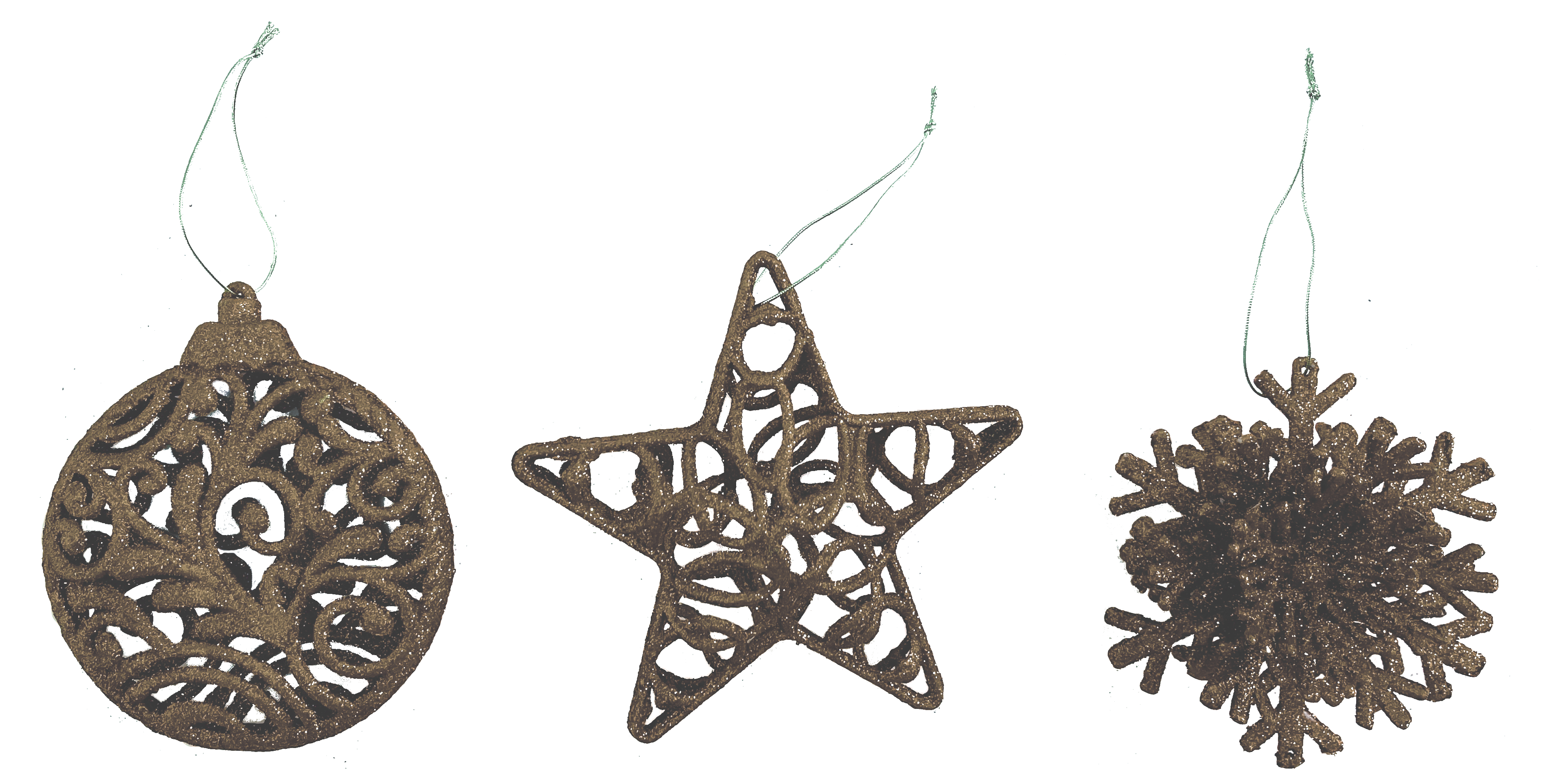 GIOCOPLAST NATALE - ADDOBBO 3D GLITTER CHAMPAGNE 10-12CM, MOD. ASS.