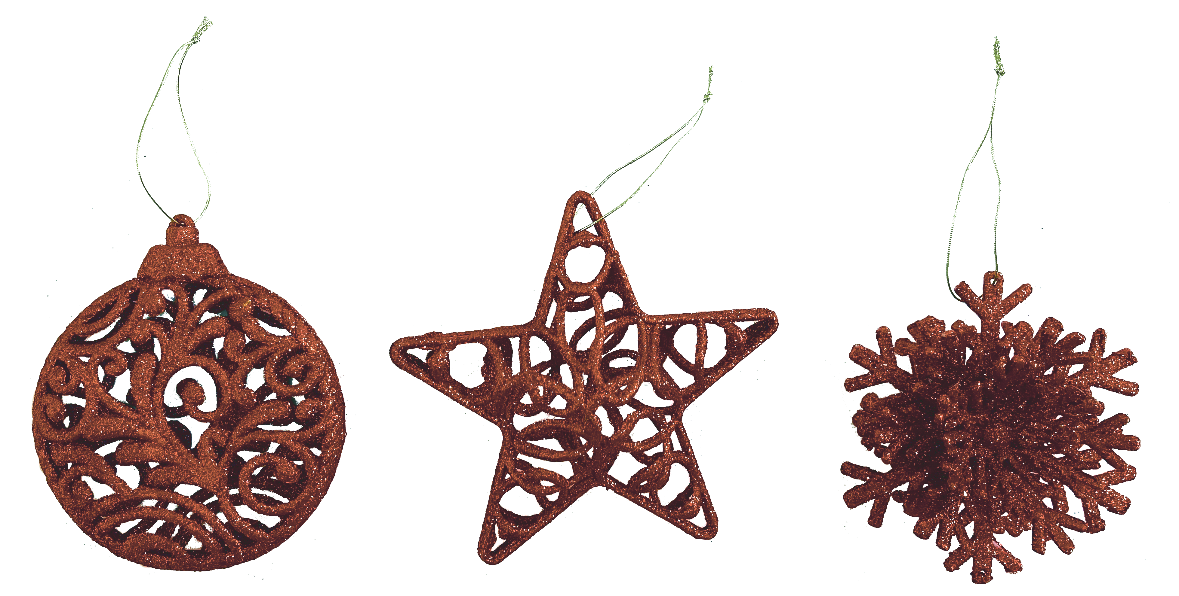 GIOCOPLAST NATALE - ADDOBBO 3D GLITTER ROSE GOLD 10-12CM, MOD. ASS.