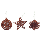 GIOCOPLAST NATALE - ADDOBBO 3D GLITTER ROSE GOLD 10-12CM, MOD. ASS.