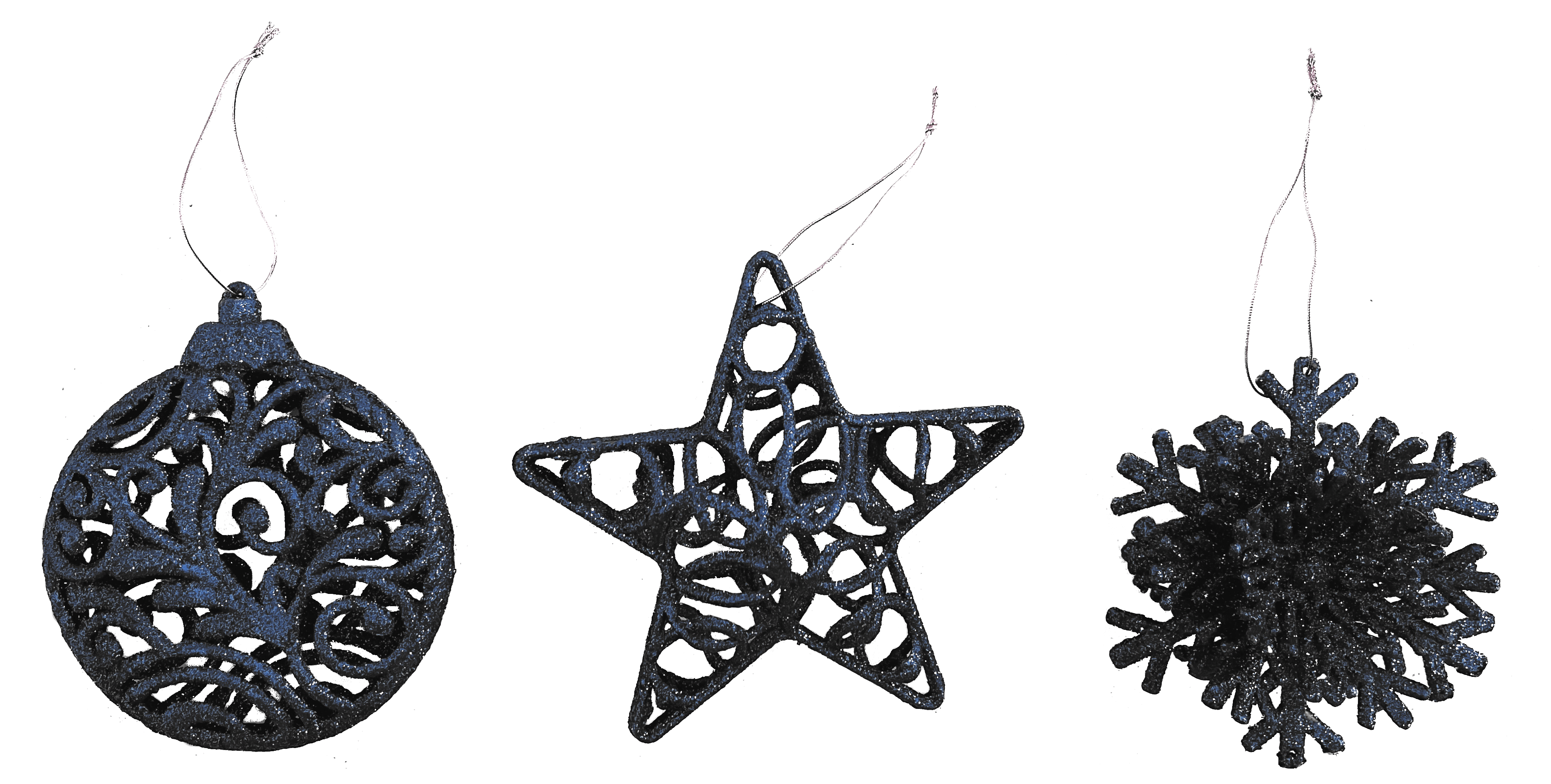 GIOCOPLAST NATALE - ADDOBBO 3D GLITTER TITANIUM 10-12CM, MOD. ASS.