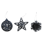 GIOCOPLAST NATALE - ADDOBBO 3D GLITTER TITANIUM 10-12CM, MOD. ASS.