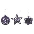 GIOCOPLAST NATALE - ADDOBBO 3D GLITTER PURPLE 10-12CM, MOD. ASS.