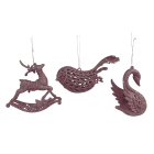 GIOCOPLAST NATALE - ANIMALETTO 3D GLITTER ROSA 10-14CM, MOD. ASS.