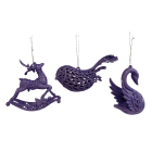 GIOCOPLAST NATALE - ANIMALETTO 3D GLITTER PURPLE 10-14CM, MOD. ASS.