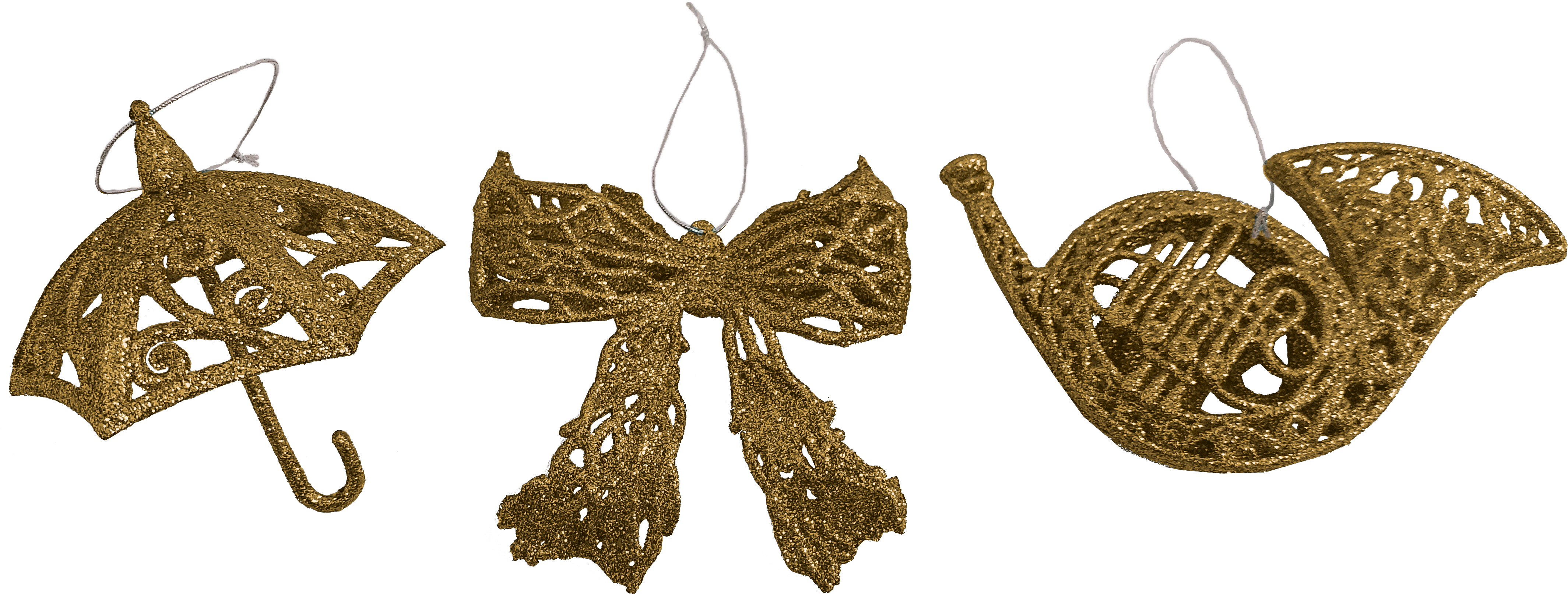 GIOCOPLAST NATALE - PENDENTE 3D GLITTER ORO 10-15CM, MOD. ASS.