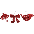 GIOCOPLAST NATALE - PENDENTE 3D GLITTER ROSSO 10-15CM, MOD. ASS.