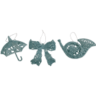 GIOCOPLAST NATALE - PENDENTE 3D GLITTER ARGENTO 10-15CM, MOD. ASS.